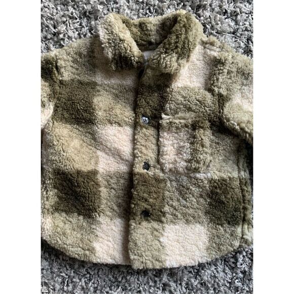 Zara Fuzzy Plaid Sherpa Fleece Coat Jacket BABY UNISEX BABY 18-24 mo - Picture 3 of 5